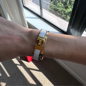 Hermes Clic H Bracelet Blanc / White Gold